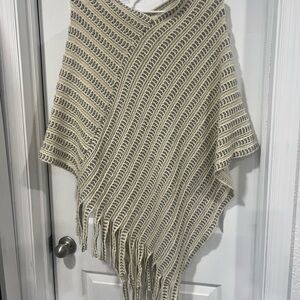 Elegant Cream and Gray Women's Poncho